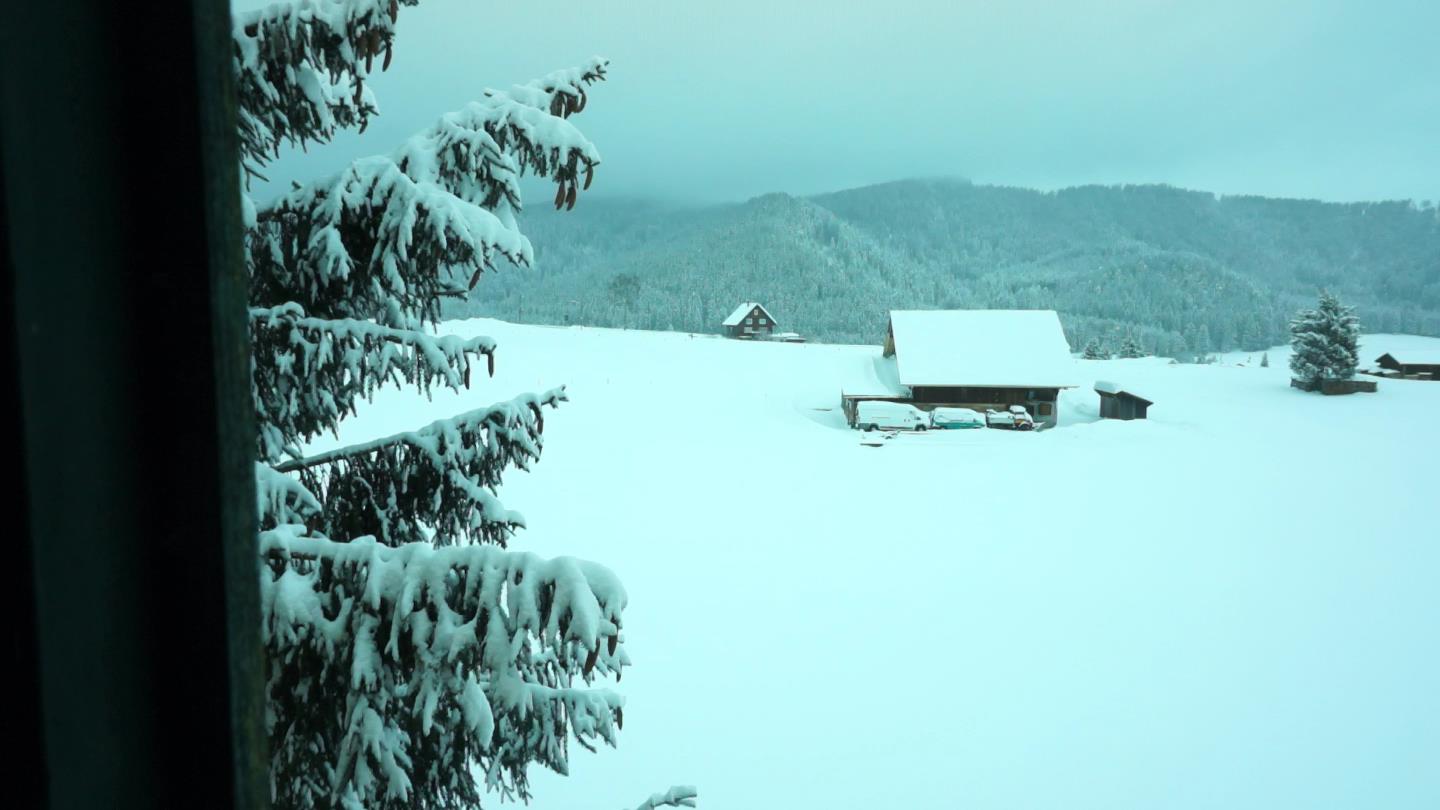 Gegend um den Kasten verschneit